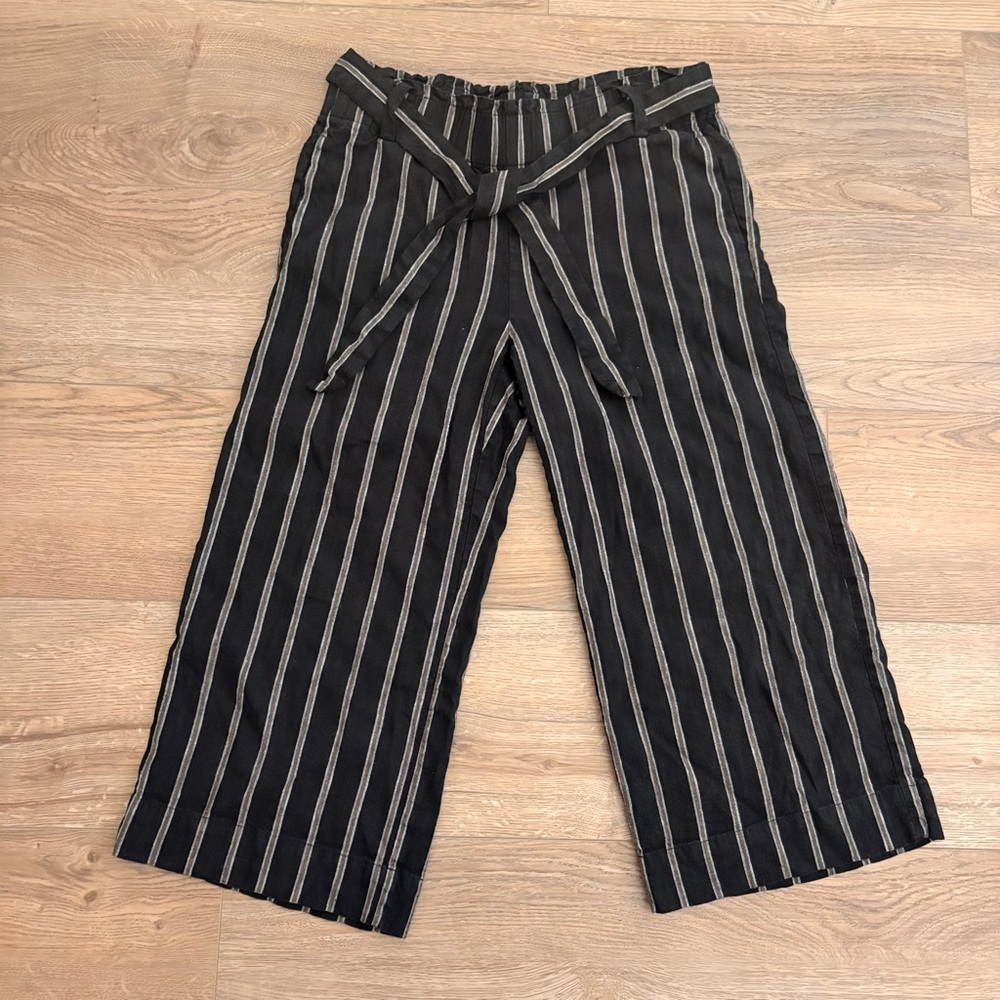 J. Jill Black Striped Linen Pants